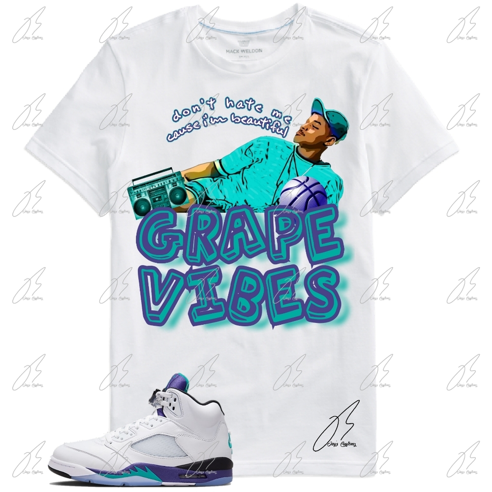 Jordan 5 Grape Matching Shirt, Unisex Graphic Tee, Best Gift,Teal,Sneaker,Prince
